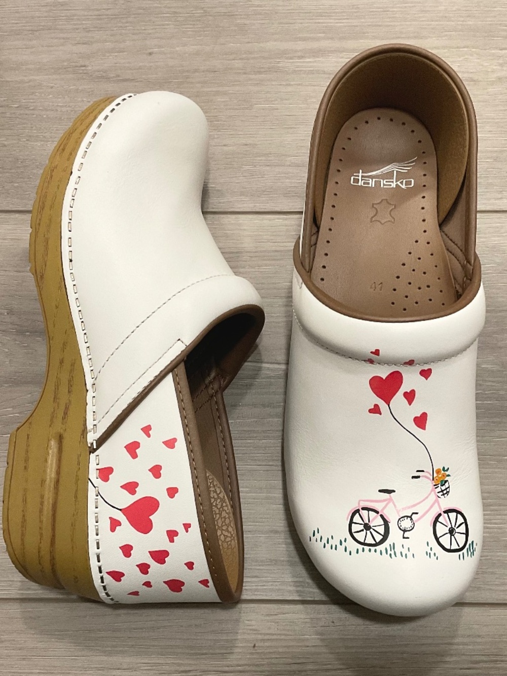 DANSKO Twin Pro Bicycle White  Leather Clogs Size EU 41 U.S. 10.5 /11